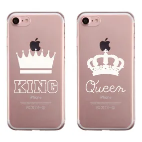 King Queen Crowns Couple Matching Phone Cases Modern Chic Cool Gift