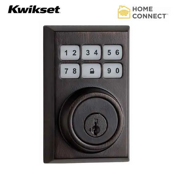 Kwikset - Smart Code 910CNT - Electronic Contemporary Deadbolt w/ Home Connect & Z-Wave - US11P - Venetian Bronze