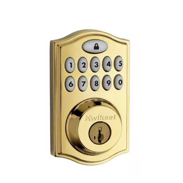 Kwikset - Smart Code 914TRL -  Electronic Traditional Deadbolt - L03 - Lifetime Polished Brass -  Home Connect - Zigbee - SmartKey Technology