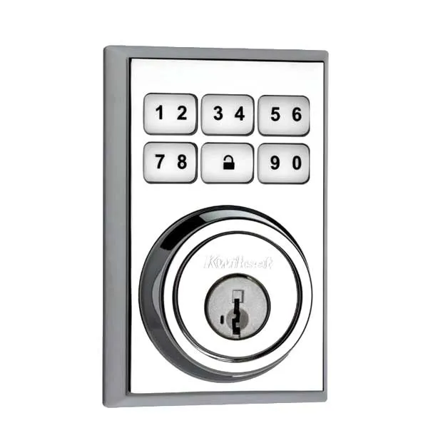 Kwikset - SmartCode 910CNT - Electronic Contemporary Deadbolt - 26 - Polished Chrome - Home Connect - Z-Wave - SmartKey Technology