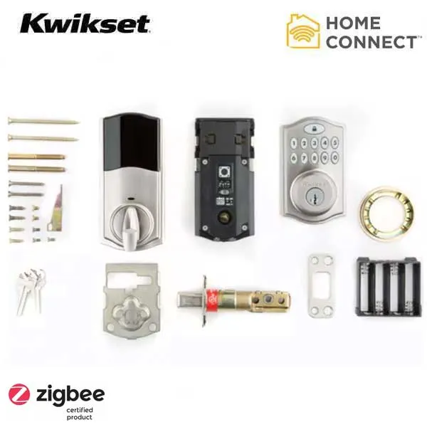 Kwikset - SmartCode 914TRL - Electronic Traditional Deadbolt - 15 - Satin Nickel - Home Connect  - Zigbee  - SmartKey Technology