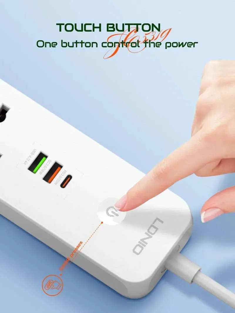 LDNIO SC5319 | 2500W PD & QC3.0 Power Socket  | With 38W Type-C & USB Ports