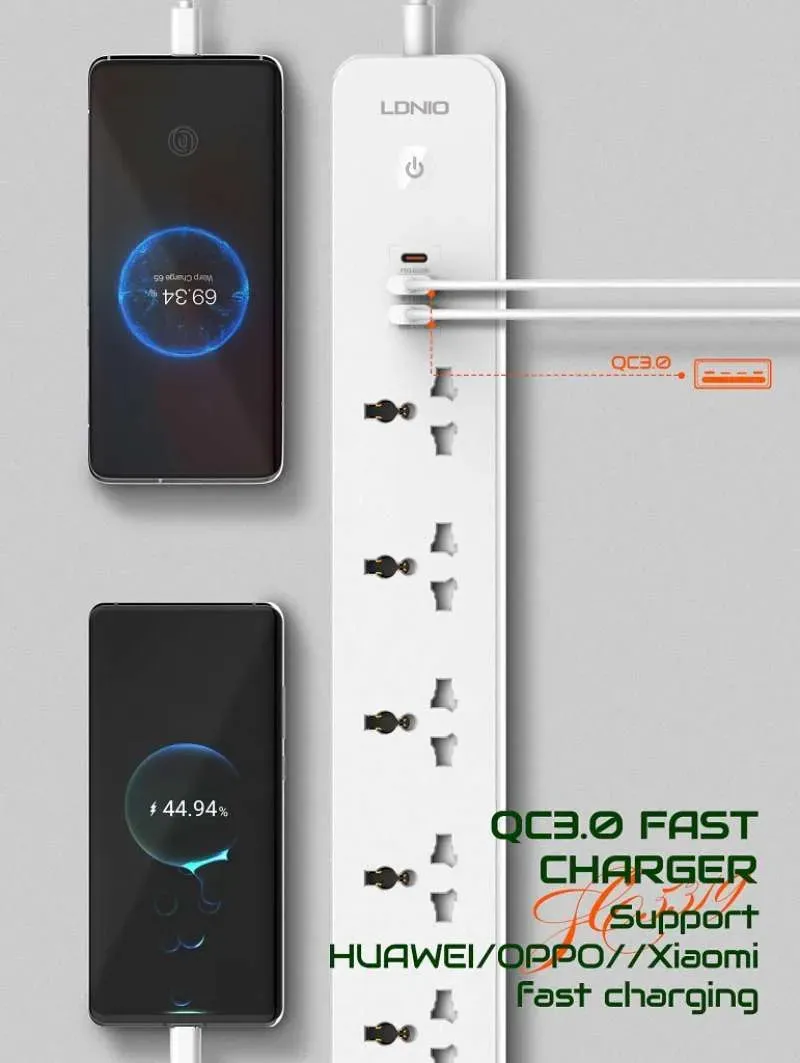 LDNIO SC5319 | 2500W PD & QC3.0 Power Socket  | With 38W Type-C & USB Ports