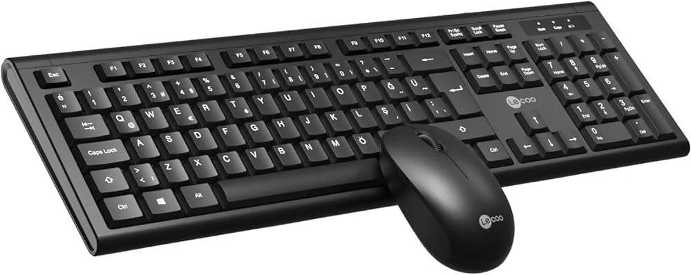 Lecoo Wireless Keyboard Mouse Wireless Keyboard &Mouse - 1200Dpi Mouse  Simpile Design - Black