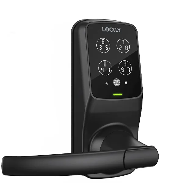 Lockly - PGD628FMB - Secure PLUS Fingerprint Biometric  Electronic Latch Lever Set - Keypad-Bluetooth App Controlled - Matte Black