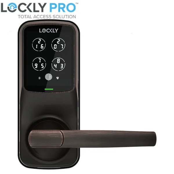 Lockly - PGD628FVB - Secure PLUS Fingerprint Biometric  Electronic Latch Lever Set - Keypad - Bluetooth App Controlled - Venetian Bronze