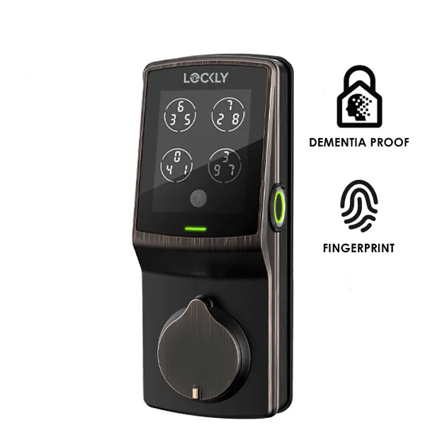 Lockly - PGD728FKMB - Dementia Proof Secure PLUS - Fingerprint Biometric Electronic Deadbolt - Bluetooth App Controlled - Optional Finish