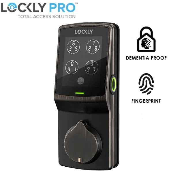 Lockly - PGD728FKMB - Dementia Proof Secure PLUS - Fingerprint Biometric Electronic Deadbolt - Bluetooth App Controlled - Optional Finish