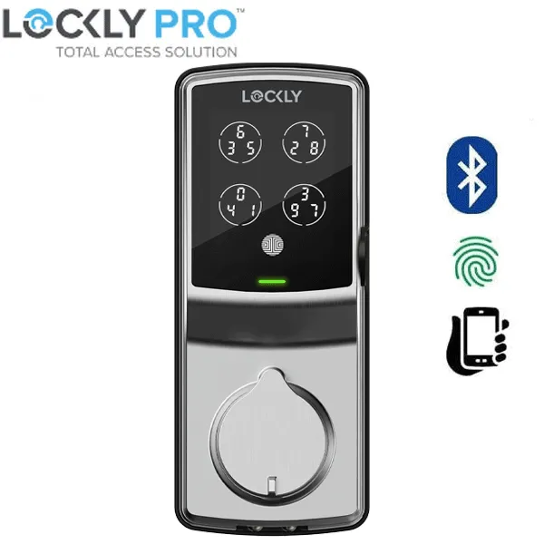 Lockly - PGD728FSN - Secure PLUS Fingerprint Biometric  Electronic Deadbolt - Keypad-Bluetooth App Controlled - Satin Nickel