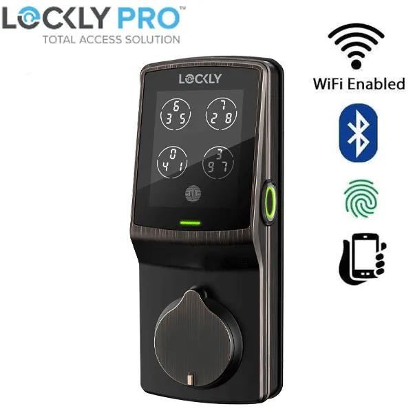 Lockly - PGD728FVB - Secure PLUS Fingerprint Biometric Electronic Deadbolt - Keypad - Bluetooth App Controlled - Venetian Bronze