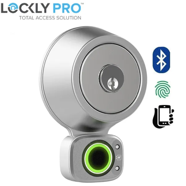 Lockly - PGD7A - Access Touch For Deadbolts - Fingerprint Biometric Reader - Bluetooth App Controlled - Satin Nickel