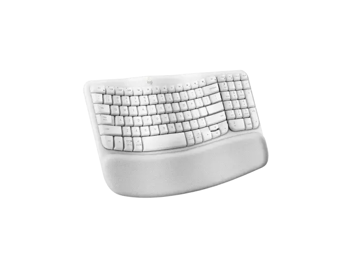 Logitech Wave Keys- A wireless ergonomic keyboard with a cushioned palm rest, for natural, feel-good typing throughout the day.