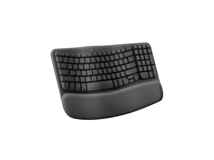 Logitech Wave Keys- A wireless ergonomic keyboard with a cushioned palm rest, for natural, feel-good typing throughout the day.