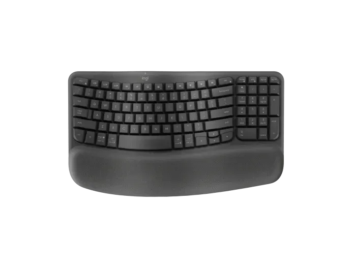 Logitech Wave Keys- A wireless ergonomic keyboard with a cushioned palm rest, for natural, feel-good typing throughout the day.