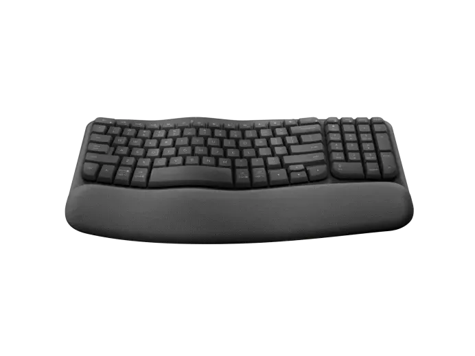 Logitech Wave Keys- A wireless ergonomic keyboard with a cushioned palm rest, for natural, feel-good typing throughout the day.