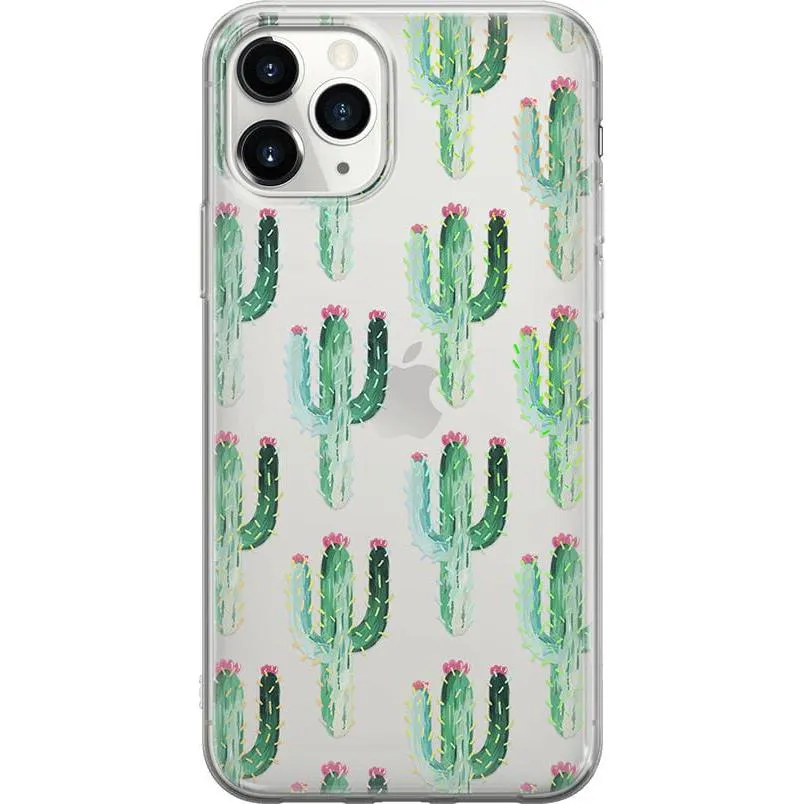 Lookin' Sharp | Cactus Patterned Clear Floral Case