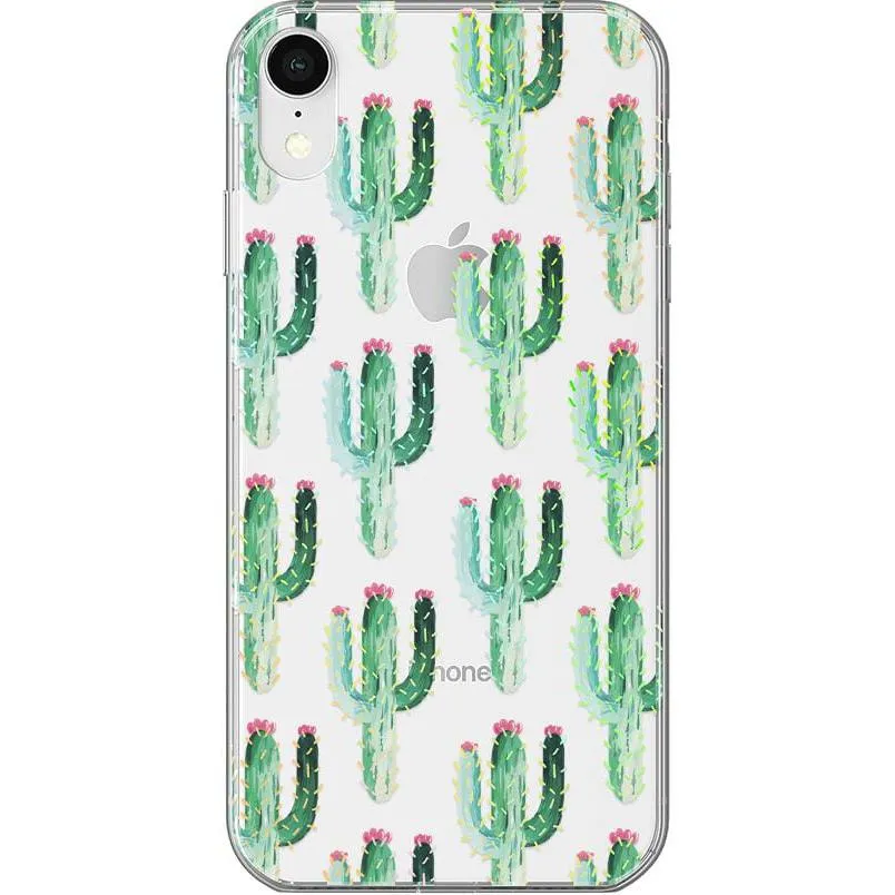 Lookin' Sharp | Cactus Patterned Clear Floral Case