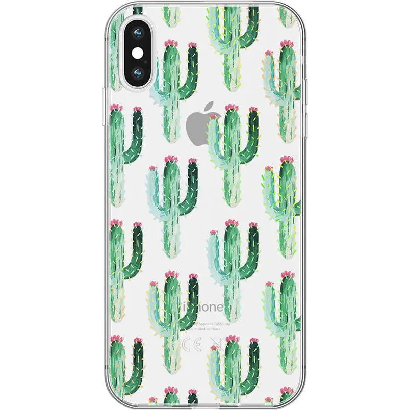 Lookin' Sharp | Cactus Patterned Clear Floral Case