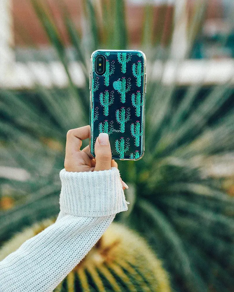 Lookin' Sharp | Cactus Patterned Clear Floral Case