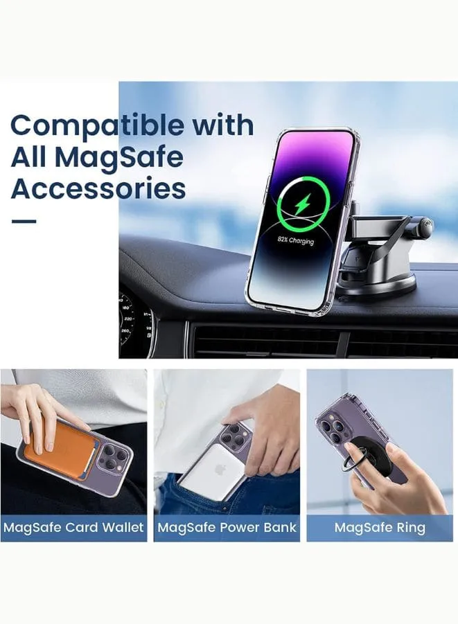 Magnetic Case Cover for iPhone 14 Crystal Clear Shockproof Bumper Anti-Scratch, HD Crystal Clear