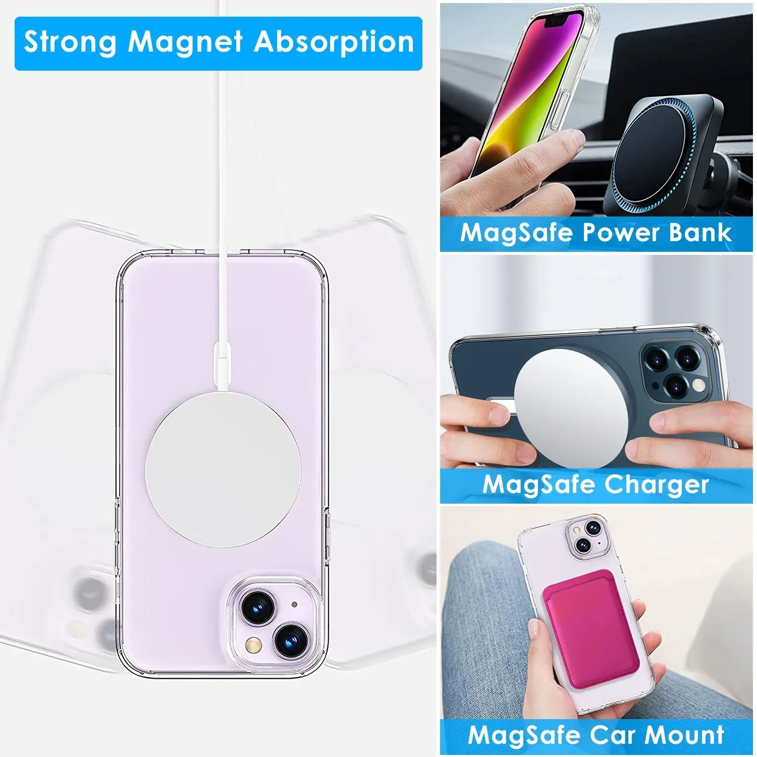 Magnetic Clear Phone Case Shockproof Transparent Phone Cover