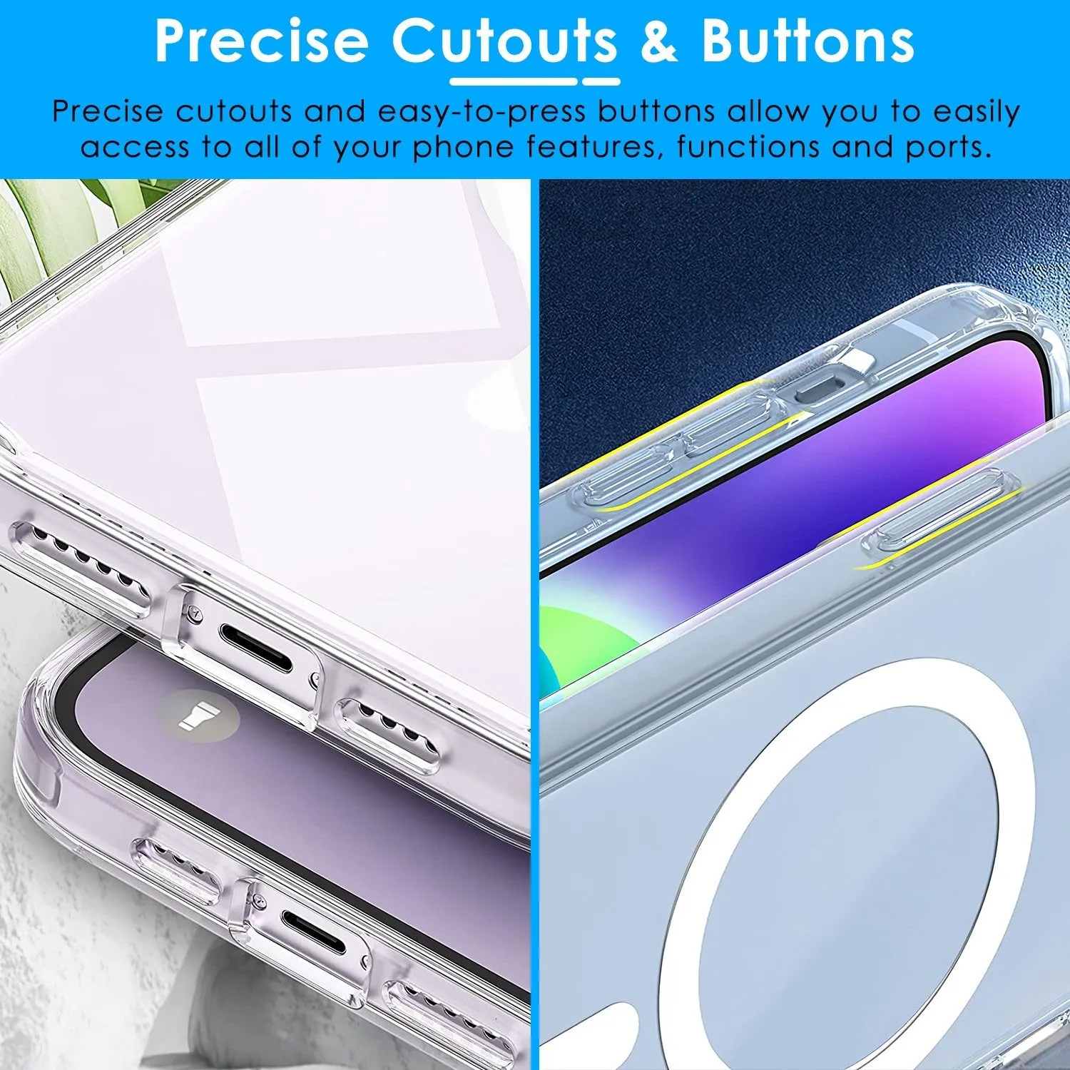 Magnetic Clear Phone Case Shockproof Transparent Phone Cover