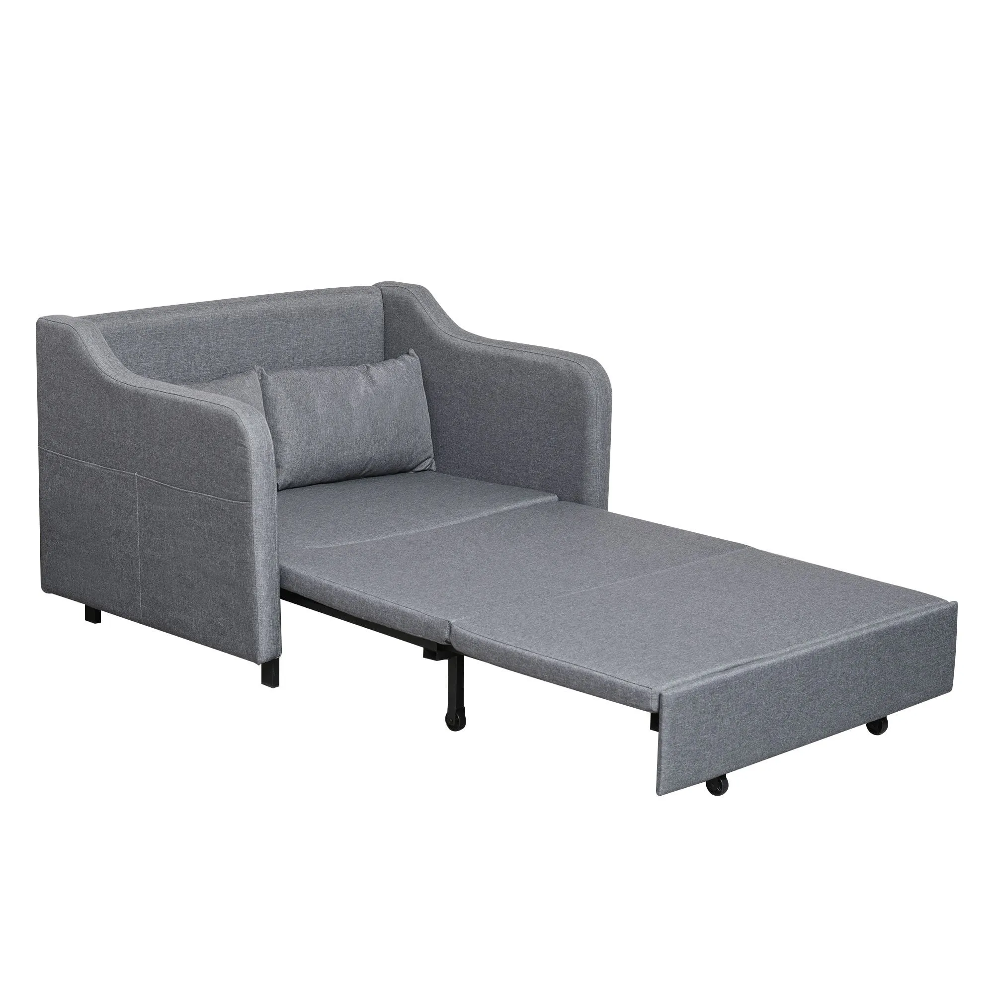 Modern Two Seater Sofa Convertible Sleeper Sofa Bed w/ Armrest Living Room