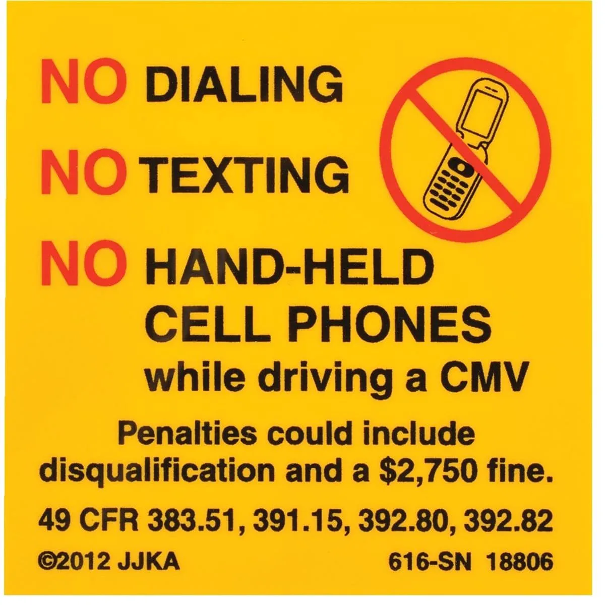 No Texting Label