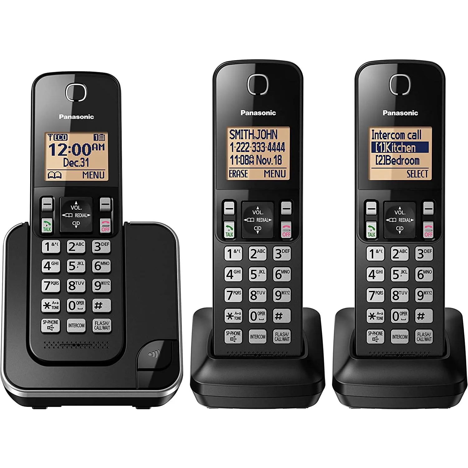 Panasonic Digital Cordless Phone System with 3 Handsets KXTGC383B