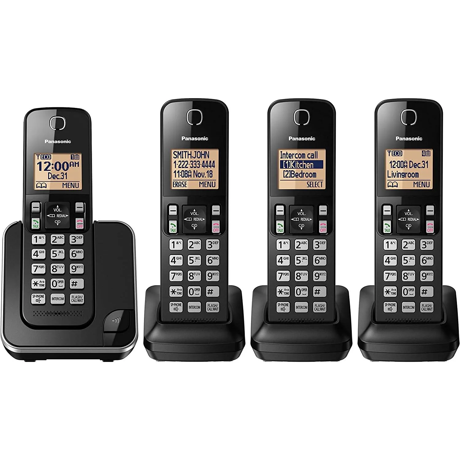 Panasonic Digital Cordless Phone System with 4 Handsets KXTGC384B