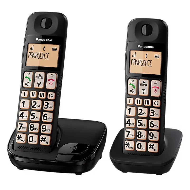 Panasonic KX-TGE112EB Twin Big Button Cordless Dect Phone - Black | TLP112T