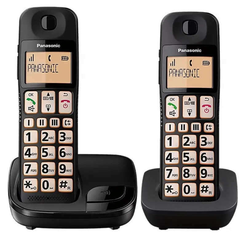 Panasonic KX-TGE112EB Twin Big Button Cordless Dect Phone - Black | TLP112T