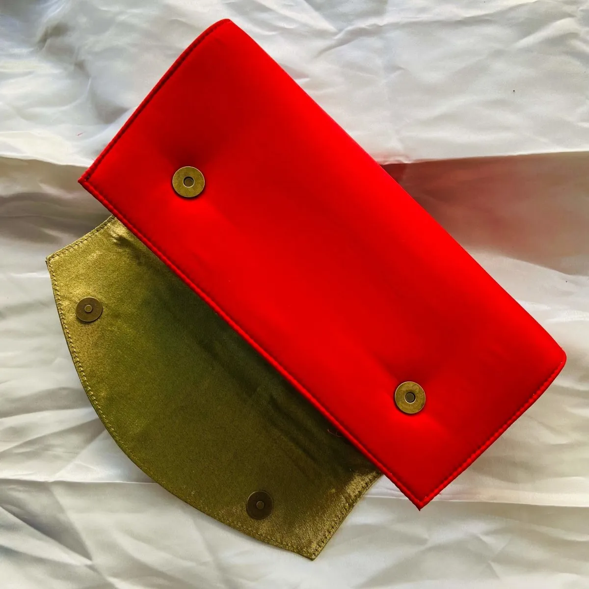 Party Clutch Purse - Red with Golden