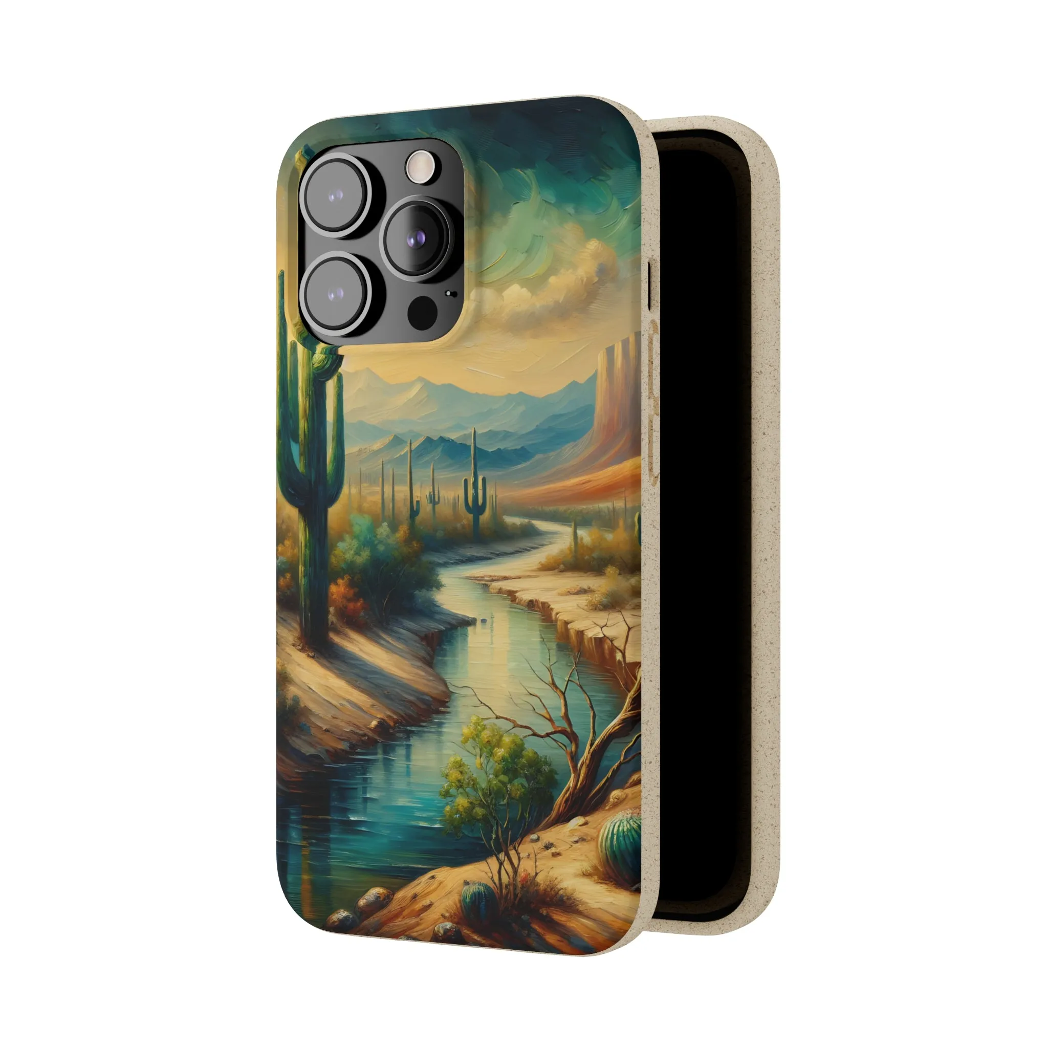 Phone Cases, Scenic River Mountain Desert Scene Midwest, Eco-Friendly, iPhone Samsung, All Models Available, Biodegradable Case