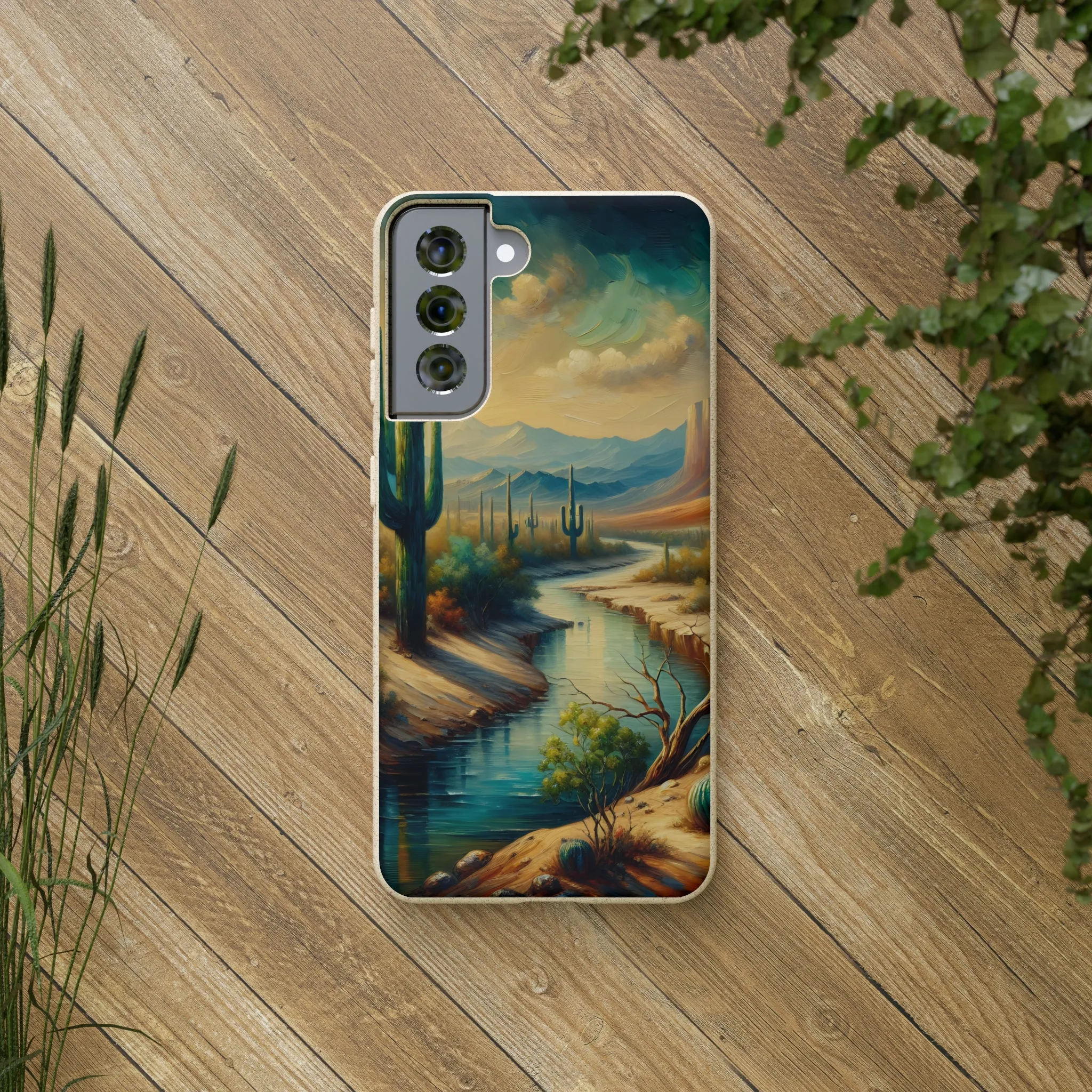 Phone Cases, Scenic River Mountain Desert Scene Midwest, Eco-Friendly, iPhone Samsung, All Models Available, Biodegradable Case