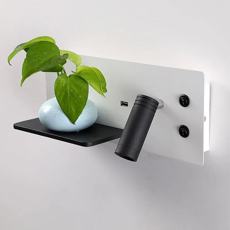 Phone Holder Wall Lamp with USB/Wireless charging