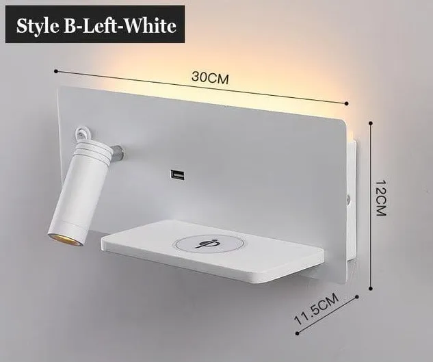 Phone Holder Wall Lamp with USB/Wireless charging