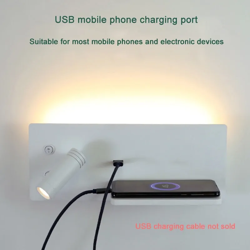 Phone Holder Wall Lamp with USB/Wireless charging