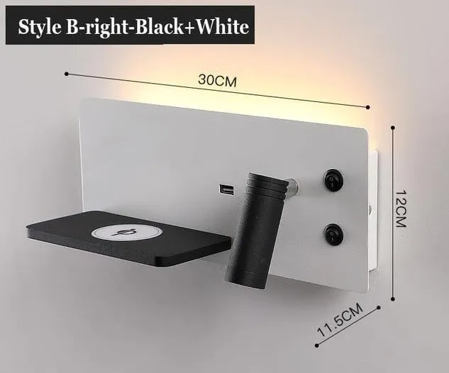 Phone Holder Wall Lamp with USB/Wireless charging