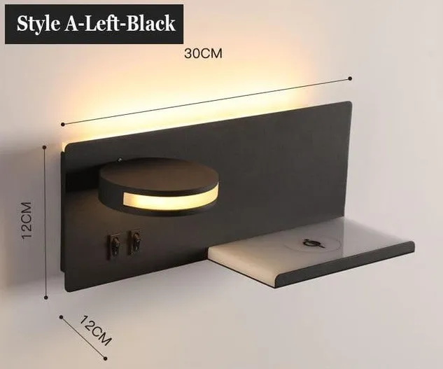 Phone Holder Wall Lamp with USB/Wireless charging