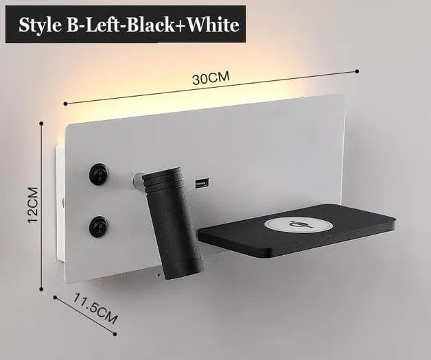 Phone Holder Wall Lamp with USB/Wireless charging