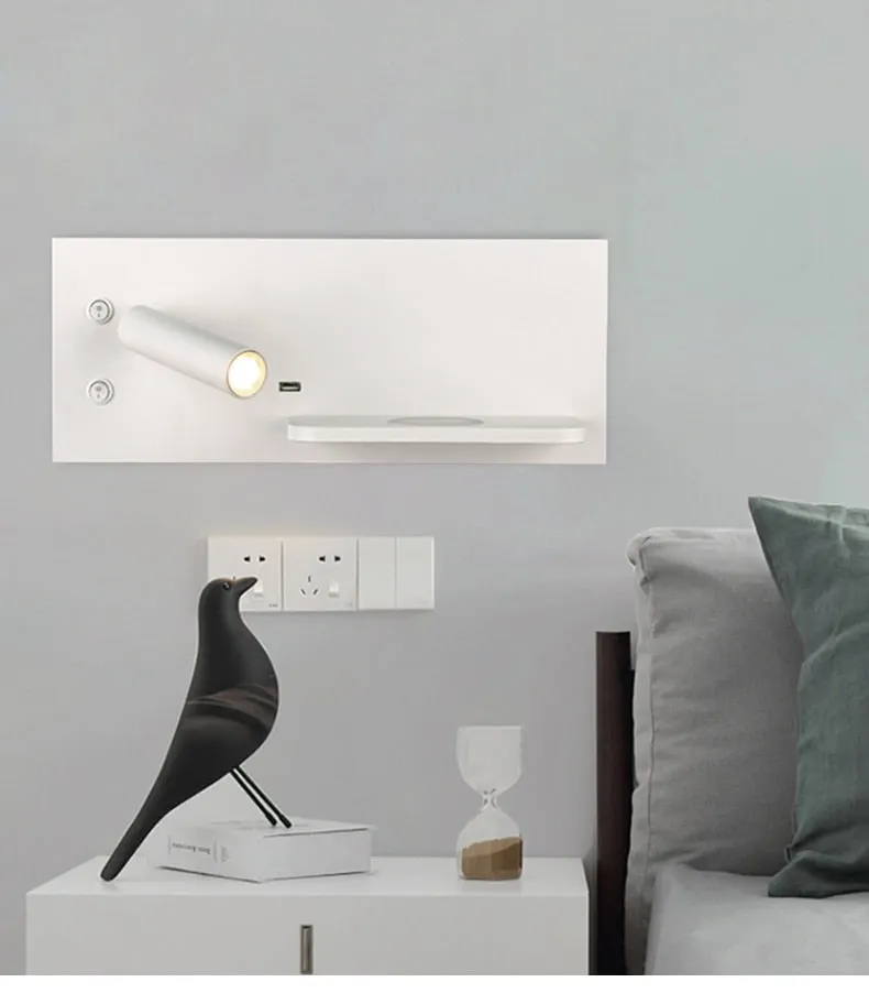 Phone Holder Wall Lamp with USB/Wireless charging