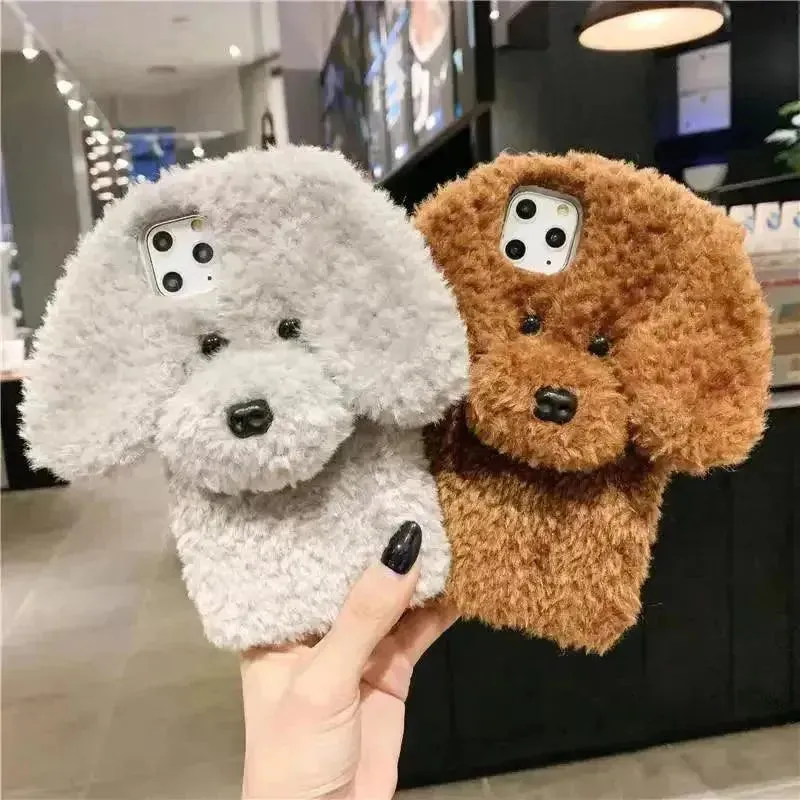 Plush Furry Dog Phone Case (For iPhones)