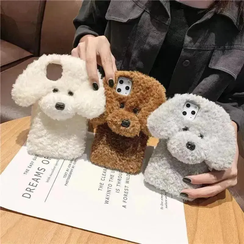 Plush Furry Dog Phone Case (For iPhones)