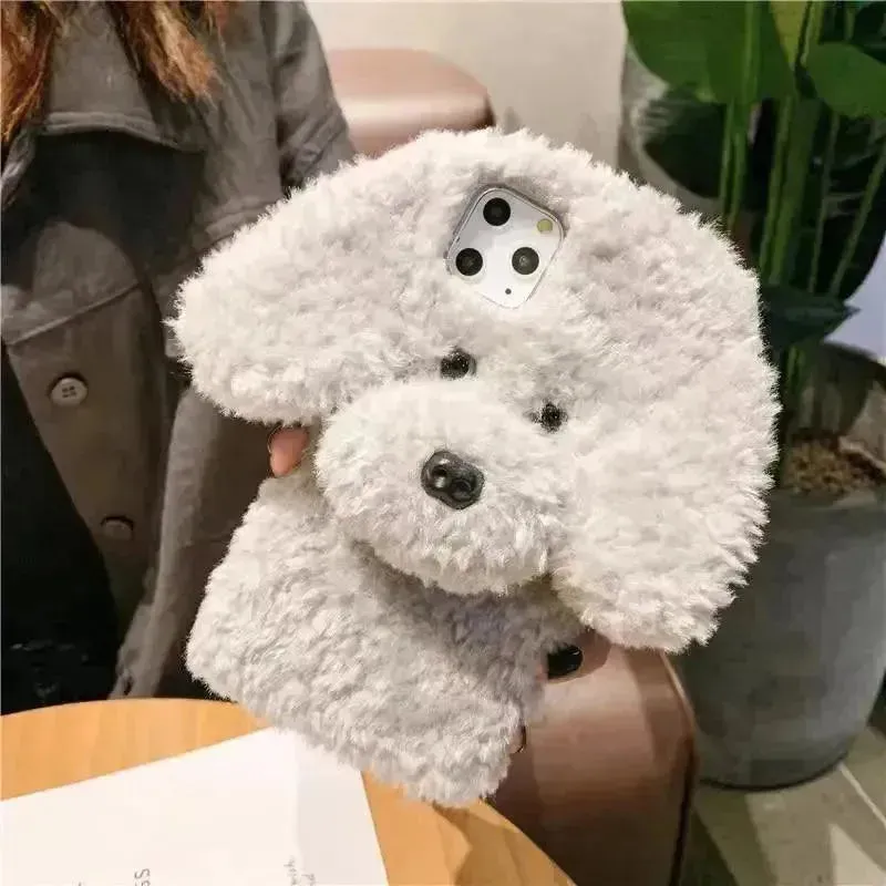 Plush Furry Dog Phone Case (For iPhones)