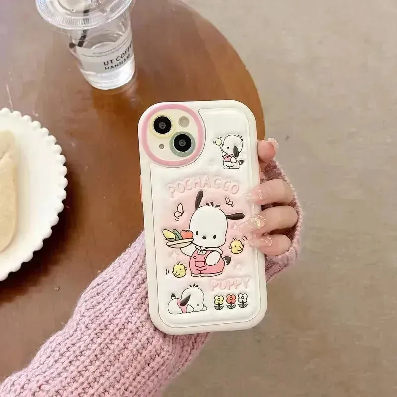 Pochacco Embossed Leather Phone Case (For iPhones)