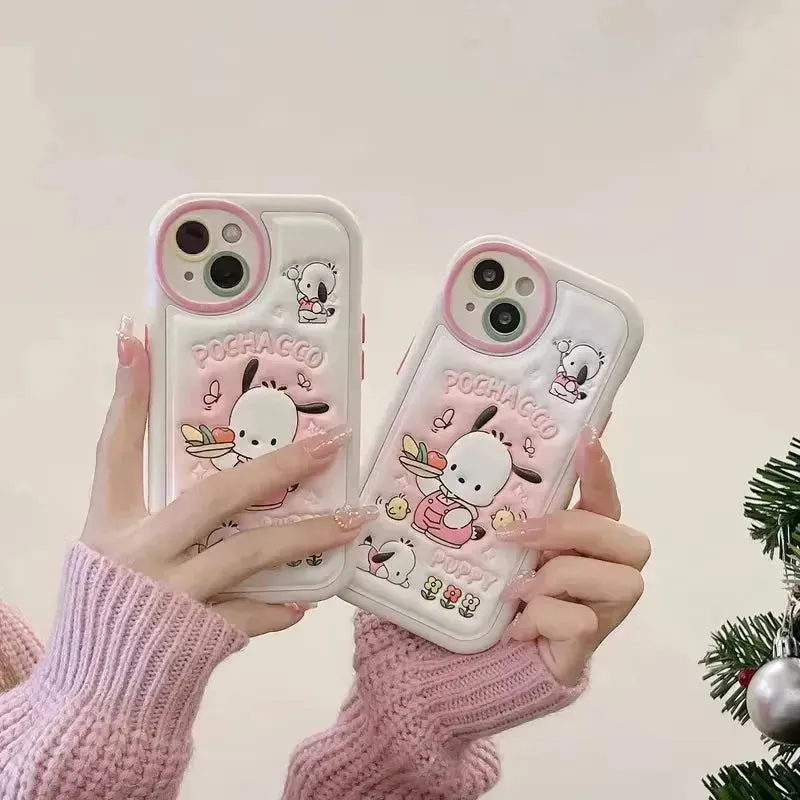 Pochacco Embossed Leather Phone Case (For iPhones)