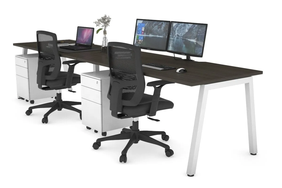 Quadro 2 Person Run Office Workstation [1400L x 800W with Cable Scallop]