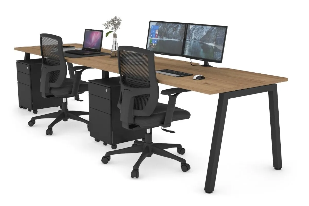 Quadro 2 Person Run Office Workstation [1400L x 800W with Cable Scallop]