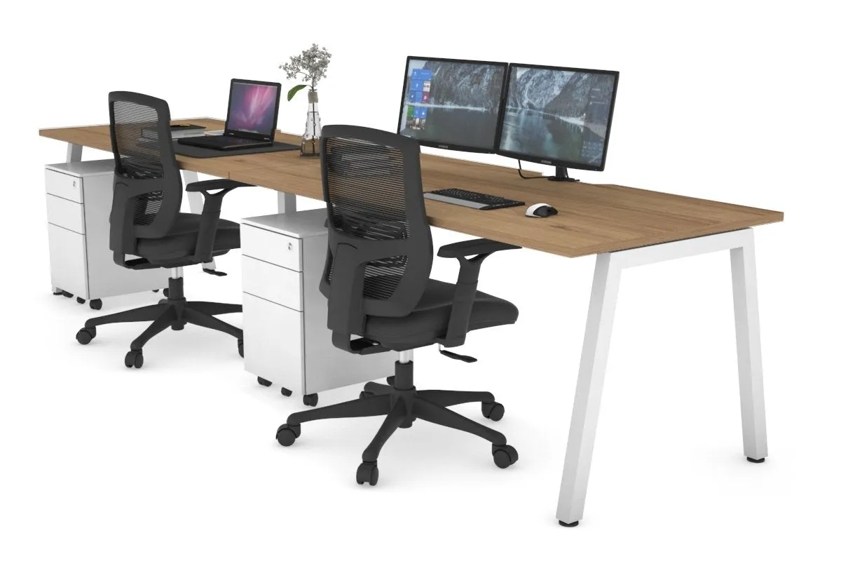 Quadro 2 Person Run Office Workstation [1400L x 800W with Cable Scallop]